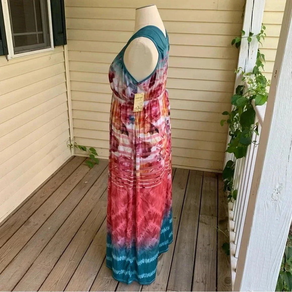 NWT Y2K ENERGE Maxi Long Dress XL Mixed Print Water Fairy Sublimation 00s - Picture 4 of 11